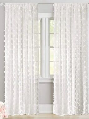 DriftAway Olivia White Voile Chiffon Sheer Window Curtain Panel Pair 52”x96” NEW